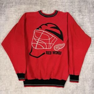 Detroit Red Wings Sweatshirt Mens Large Red Crewneck Vintage Helmet Logo Legends